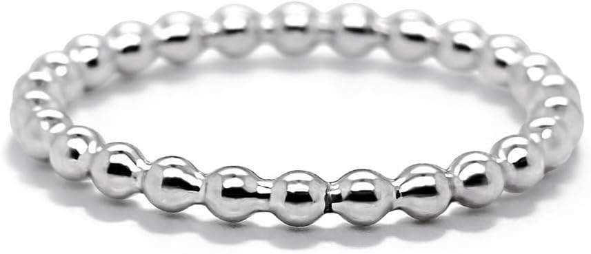 Women's Beaded Stacking Ring - Sterling Silver or 14K Gold Filled Spacer Band with a Dainty Beaded Edge for Layering - S