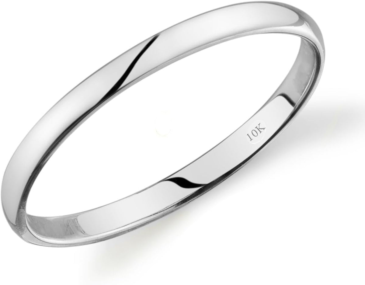 10K Gold Comfort Fit Wedding Band - Light Weight Ring in 1 mm to 6 mm Widths and Yellow, White or Rose Gold for Daily We