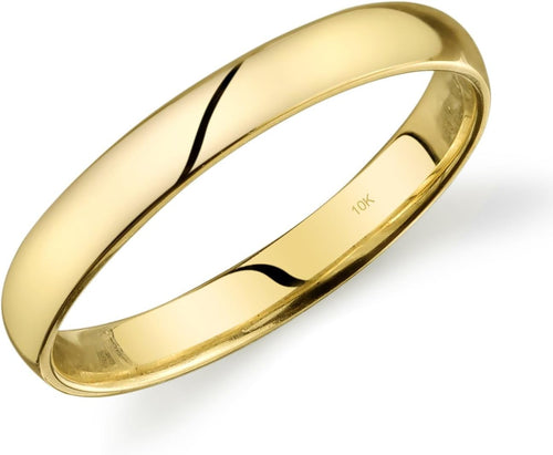 10K Gold Comfort Fit Wedding Band - Light Weight Ring in 1 mm to 6 mm Widths and Yellow, White or Rose Gold for Daily We