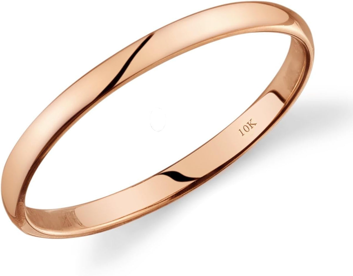 10K Gold Comfort Fit Wedding Band - Light Weight Ring in 1 mm to 6 mm Widths and Yellow, White or Rose Gold for Daily We