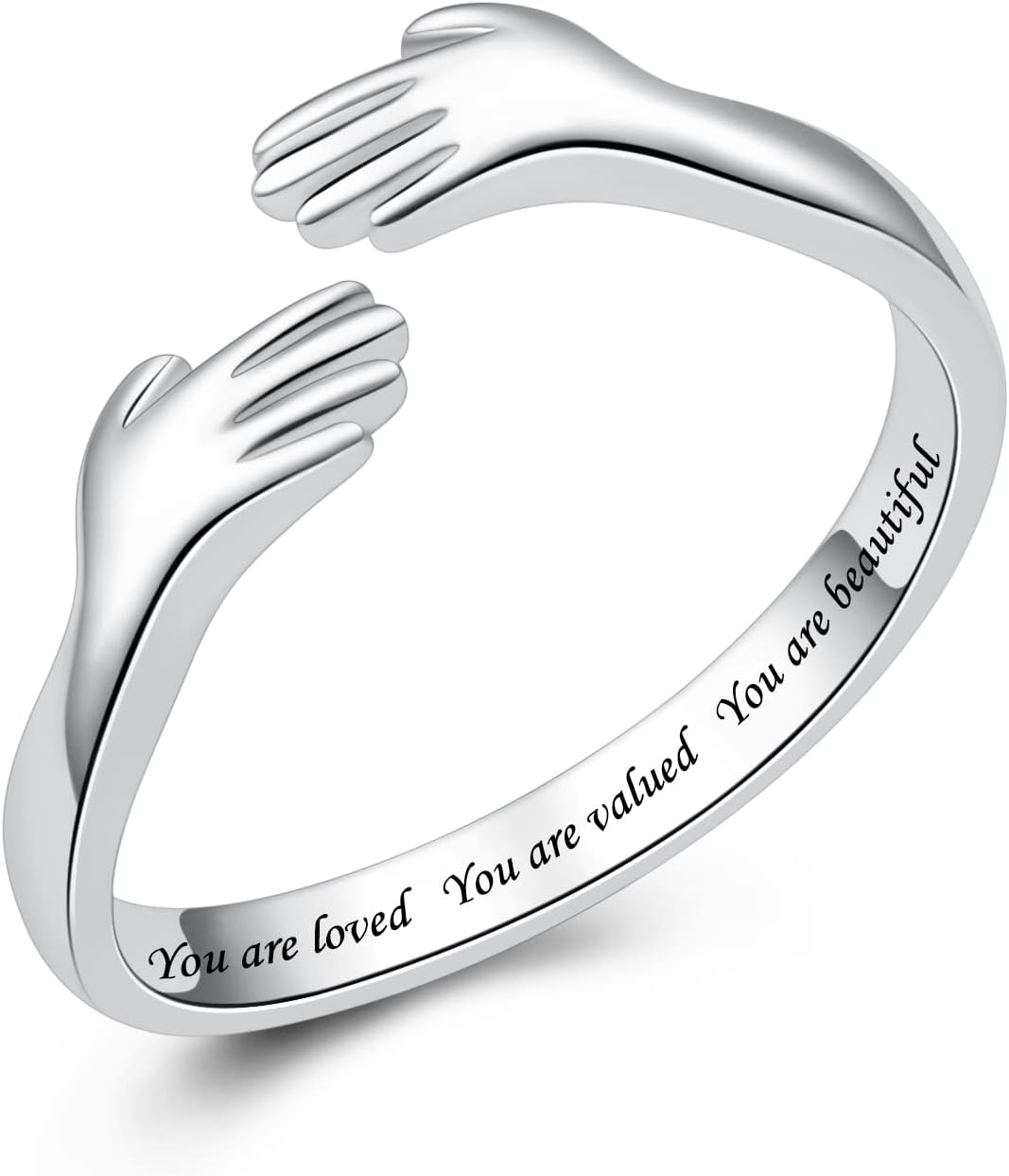 Women's 925 Sterling Silver Hugging Ring - Engraved Always My Daughter Forever My Friend Band for Teens and Mothers - Al