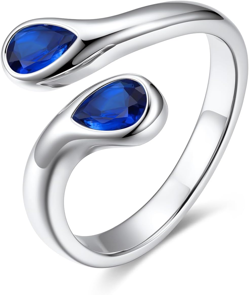 Sterling Silver Birthstone Teardrop Ring – view 19