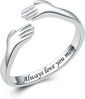 Women's 925 Sterling Silver Hugging Ring - Engraved Always My Daughter Forever My Friend Band for Teens and Mothers
