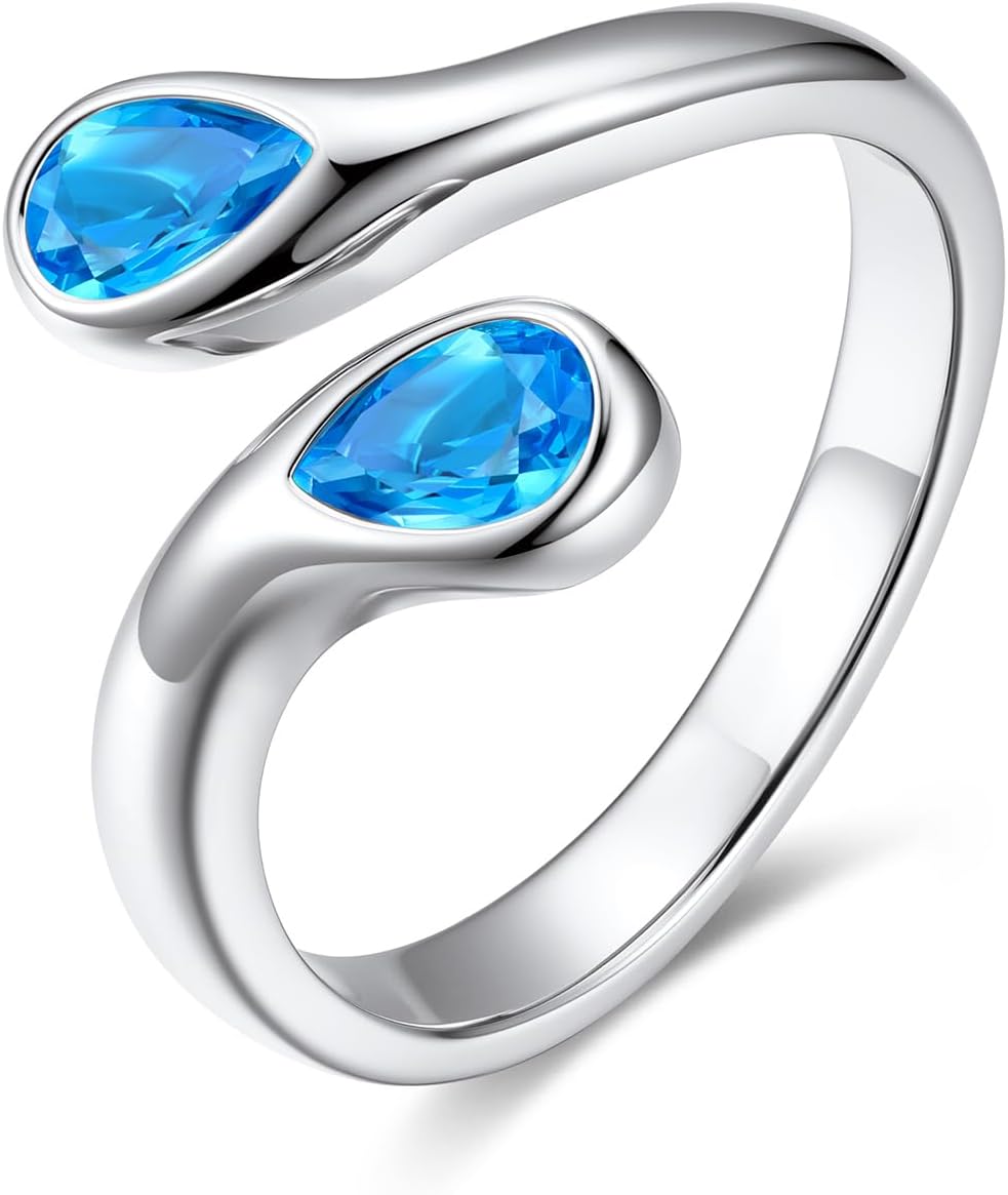 Sterling Silver Birthstone Teardrop Ring – view 23