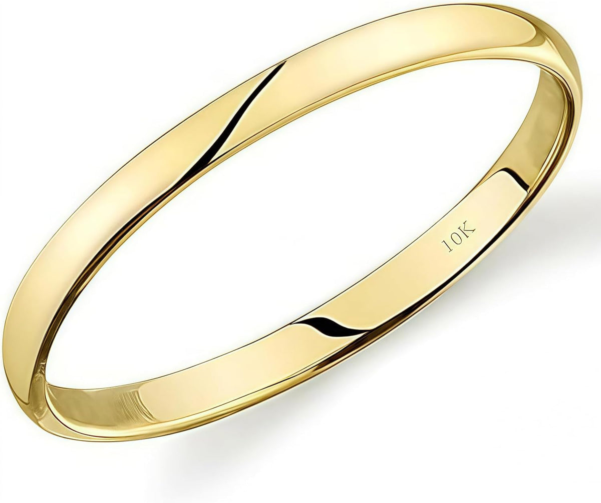 10K Gold Comfort Fit Wedding Band - Light Weight Ring in 1 mm to 6 mm Widths and Yellow, White or Rose Gold for Daily We