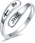 Women's 925 Sterling Silver Inspirational Ring - Adjustable Engraved Band with Faith and Encouragement Wording for Her -