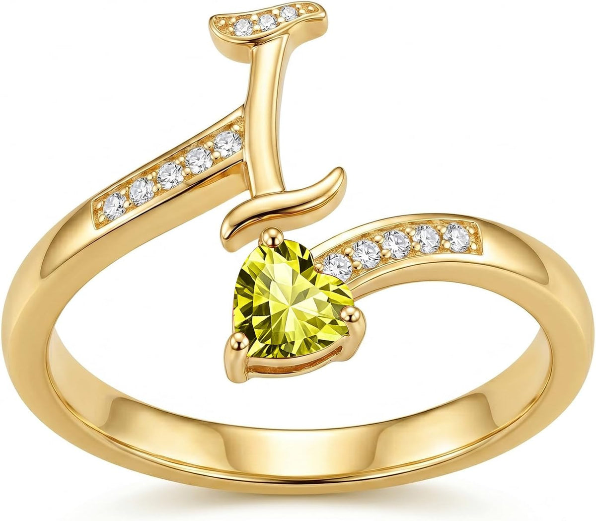 18K Gold Plated Initial Birthstone Ring – view 8