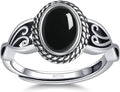 Women's Turquoise Statement Ring - 925 Sterling Silver Vintage Oval Band, Hypoallergenic and Adjustable in Sizes 6 to 9 
