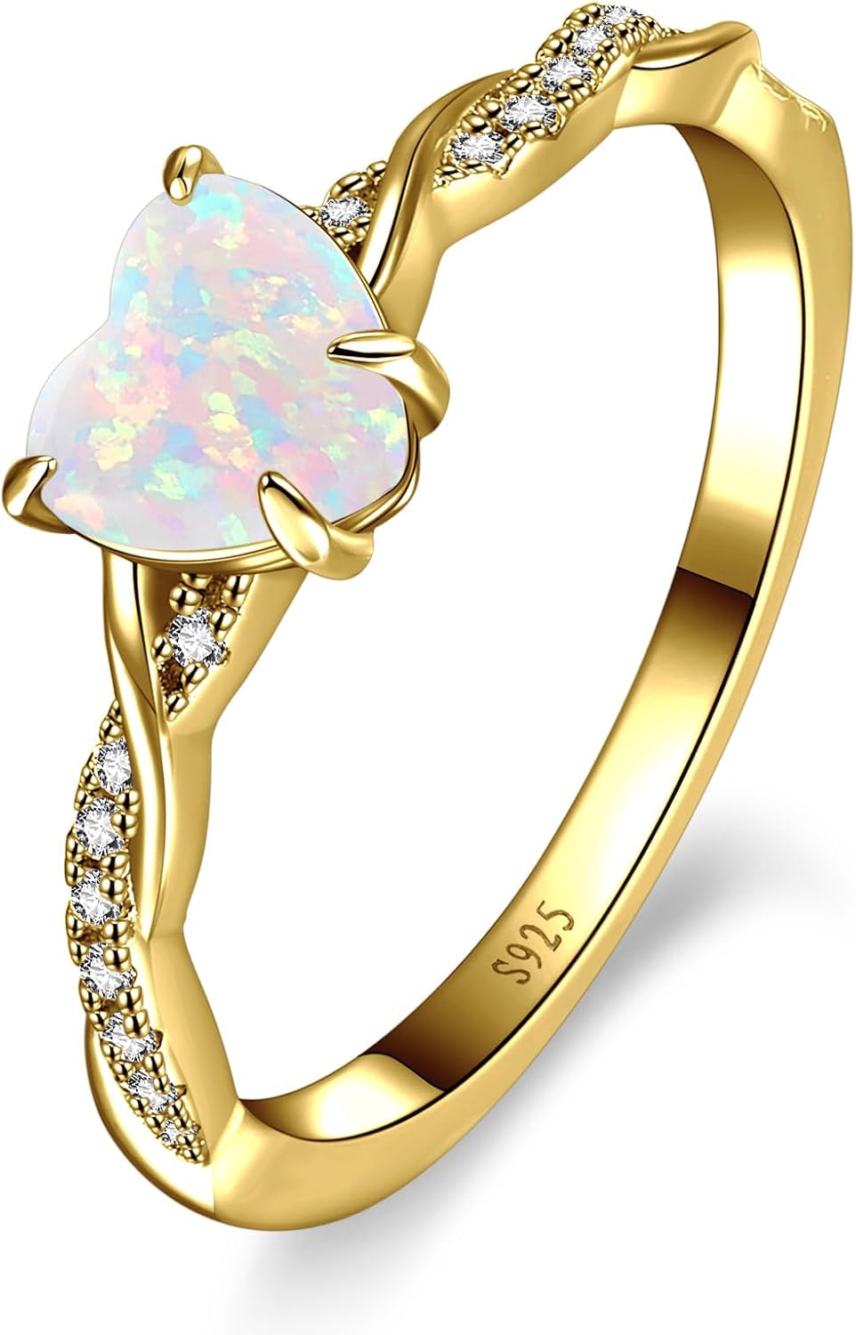 Women's Heart Cut Promise Ring - 925 Sterling Silver Twisted Vine Band with a 1.25 ct Created Gemstone in Sizes 5 to 10 