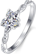 Women's Heart Cut Promise Ring - 925 Sterling Silver Twisted Vine Band with a 1.25 ct Created Gemstone in Sizes 5 to 10 