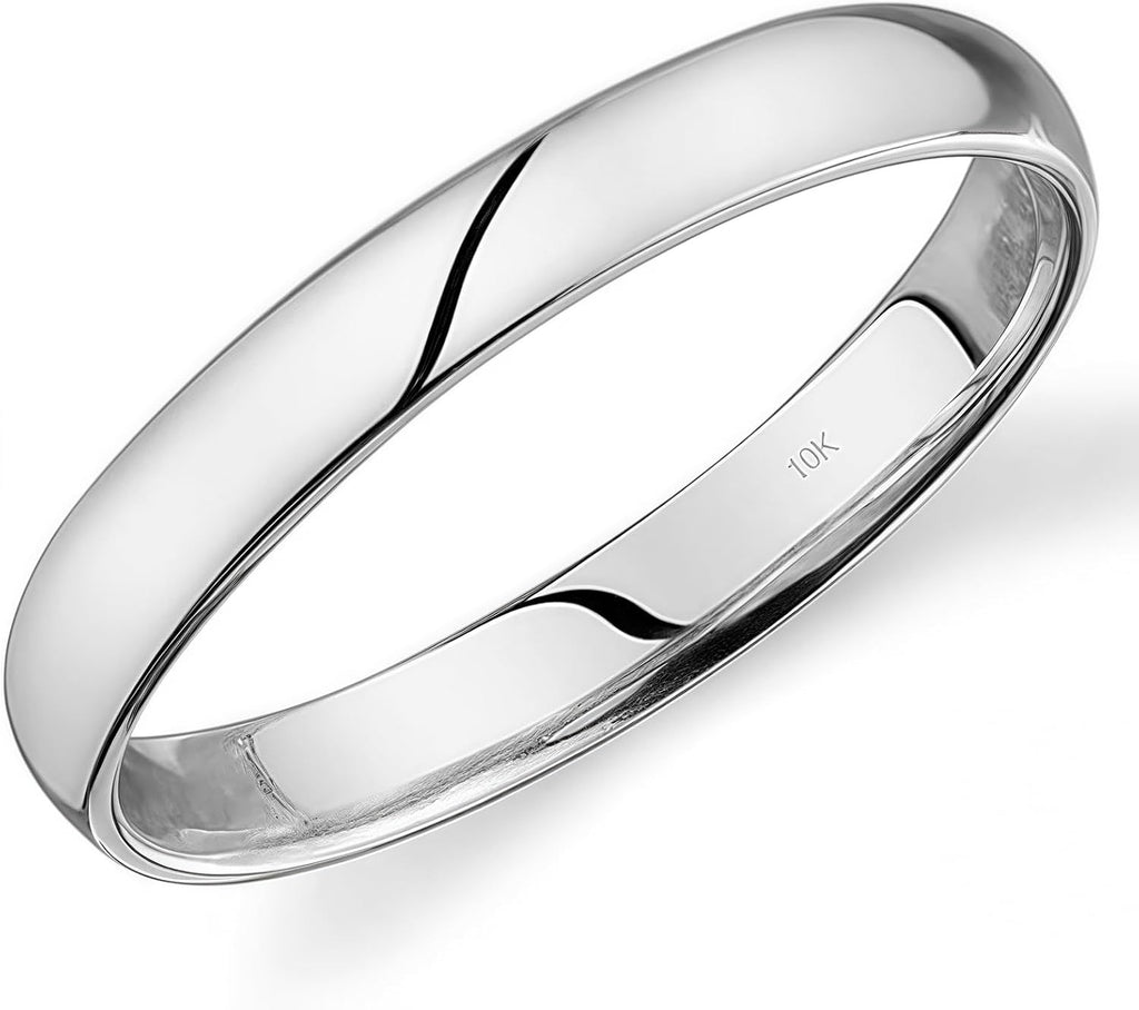 10K Gold Comfort Fit Wedding Band - Light Weight Ring in 1 mm to 6 mm Widths and Yellow, White or Rose Gold for Daily We