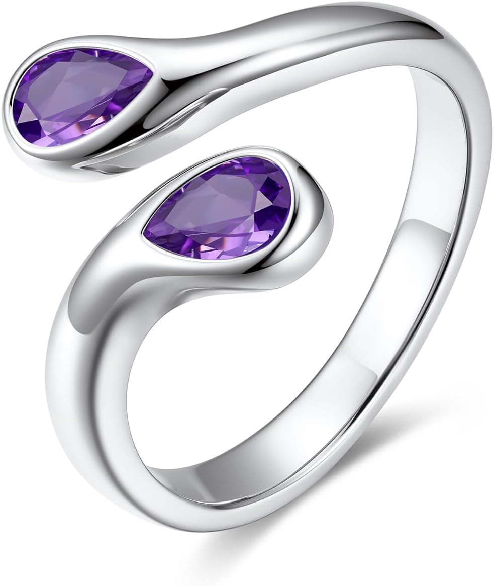 Sterling Silver Birthstone Teardrop Ring – view 11