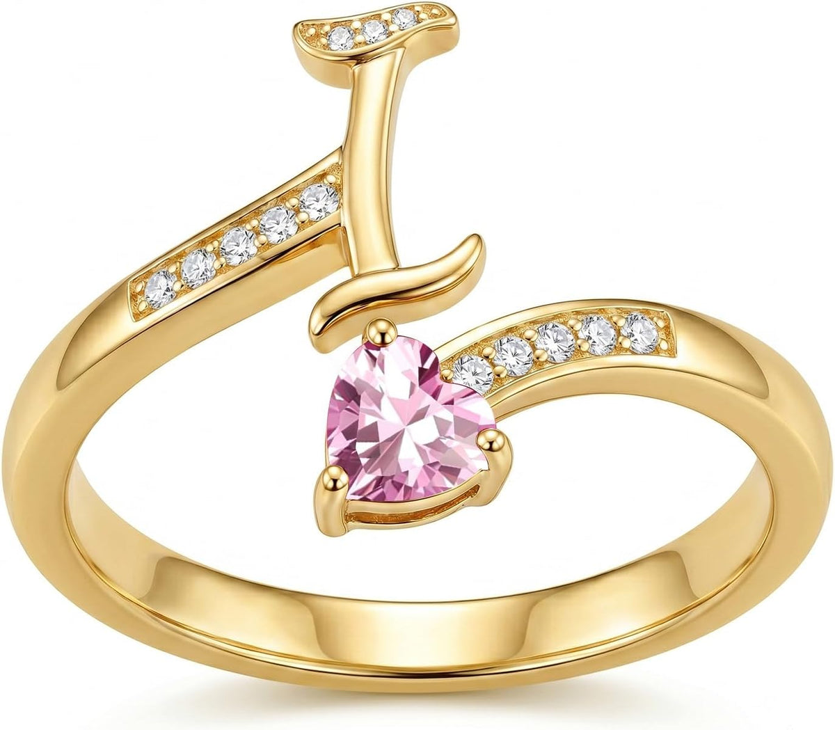 18K Gold Plated Initial Birthstone Ring – view 14