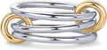 Women's Interlocked Stacking Ring - 14K Gold Plated Two Tone Connected Bands with Cubic Zirconia for a Layered Look - Pl