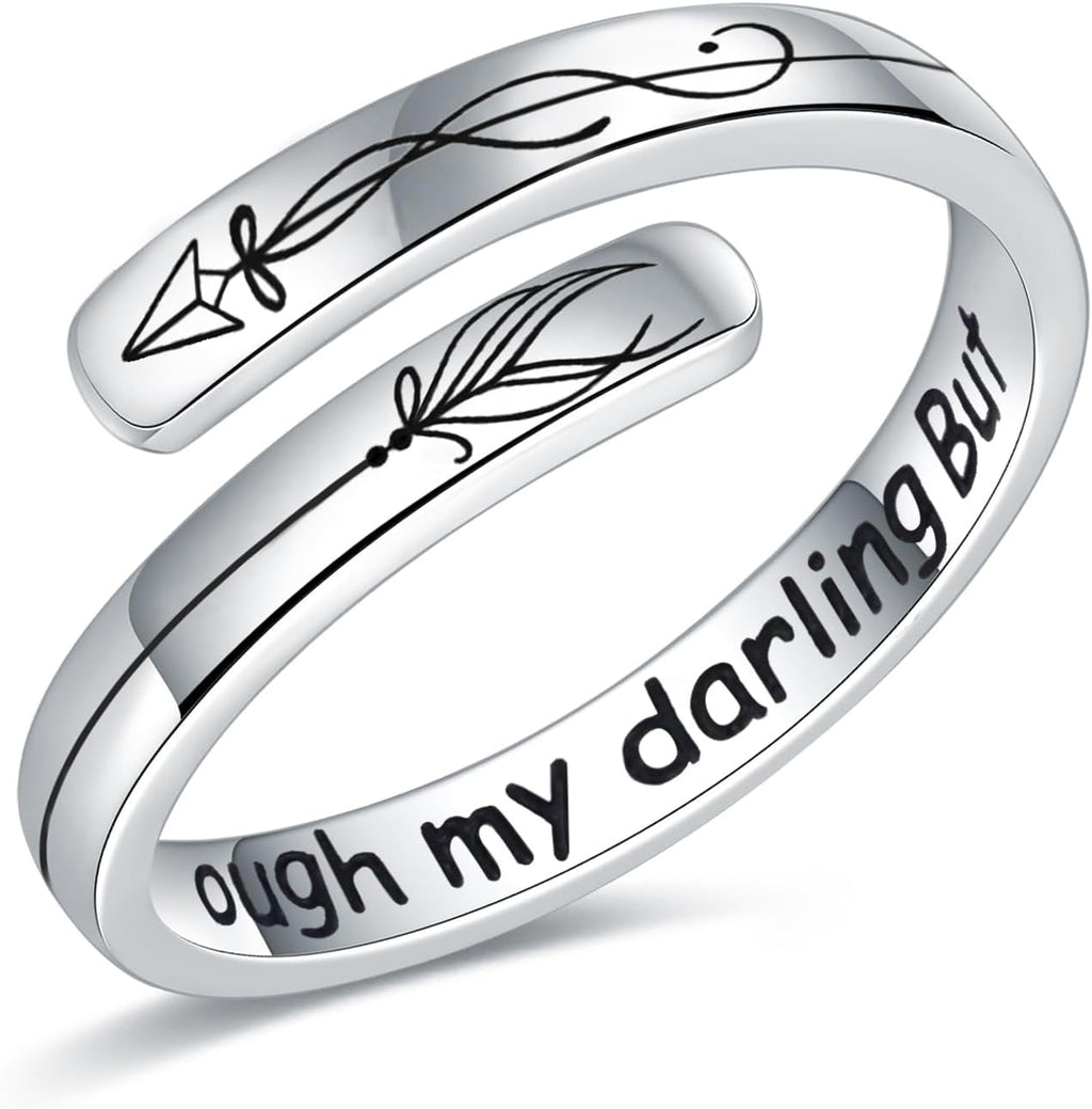 Women's 925 Sterling Silver Inspirational Ring - Engraved Encouragement Wording on a Slim Band for Daily Reminders - Am 