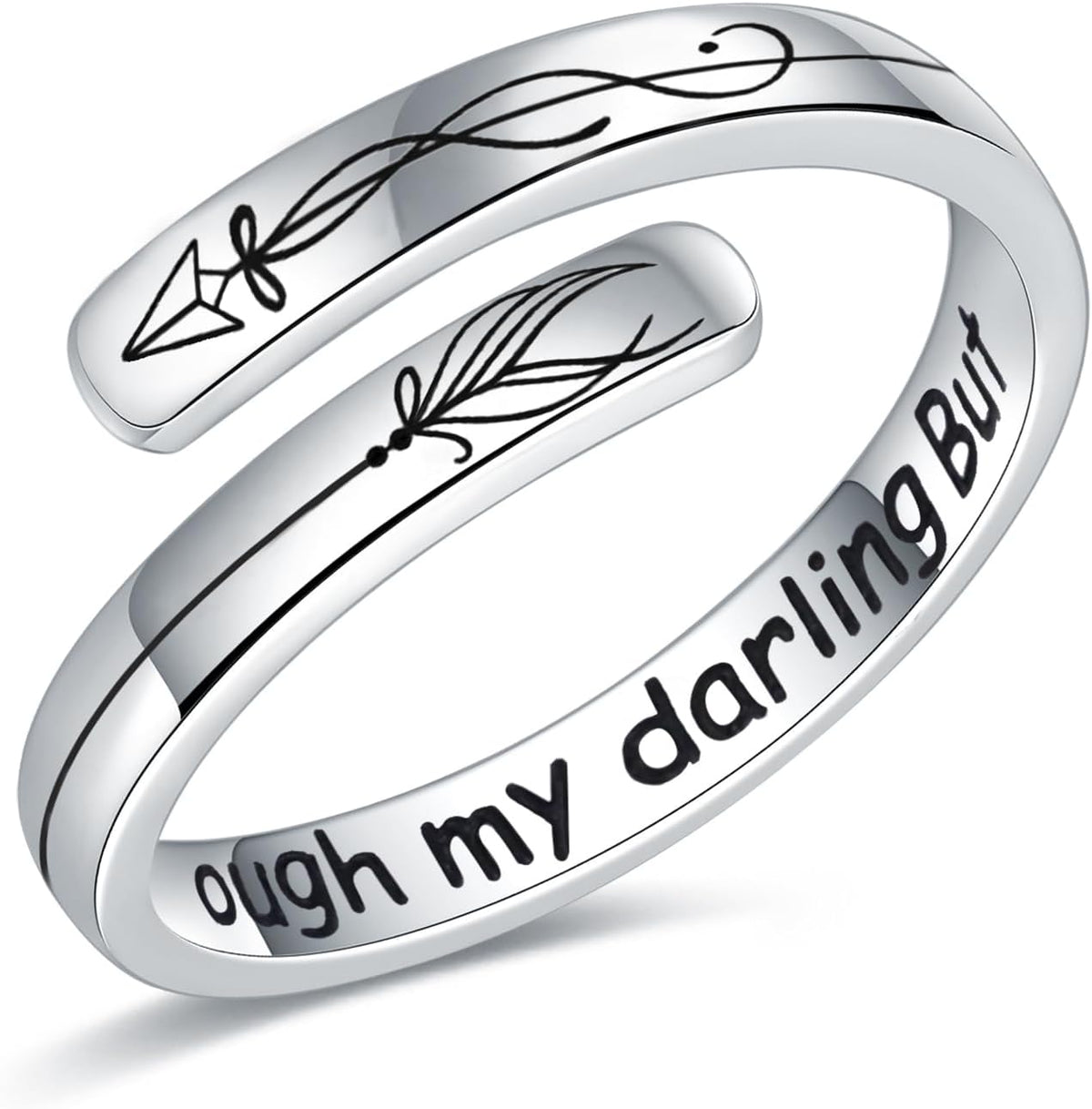 Women's 925 Sterling Silver Inspirational Ring - Engraved Encouragement Wording on a Slim Band for Daily Reminders - Am 