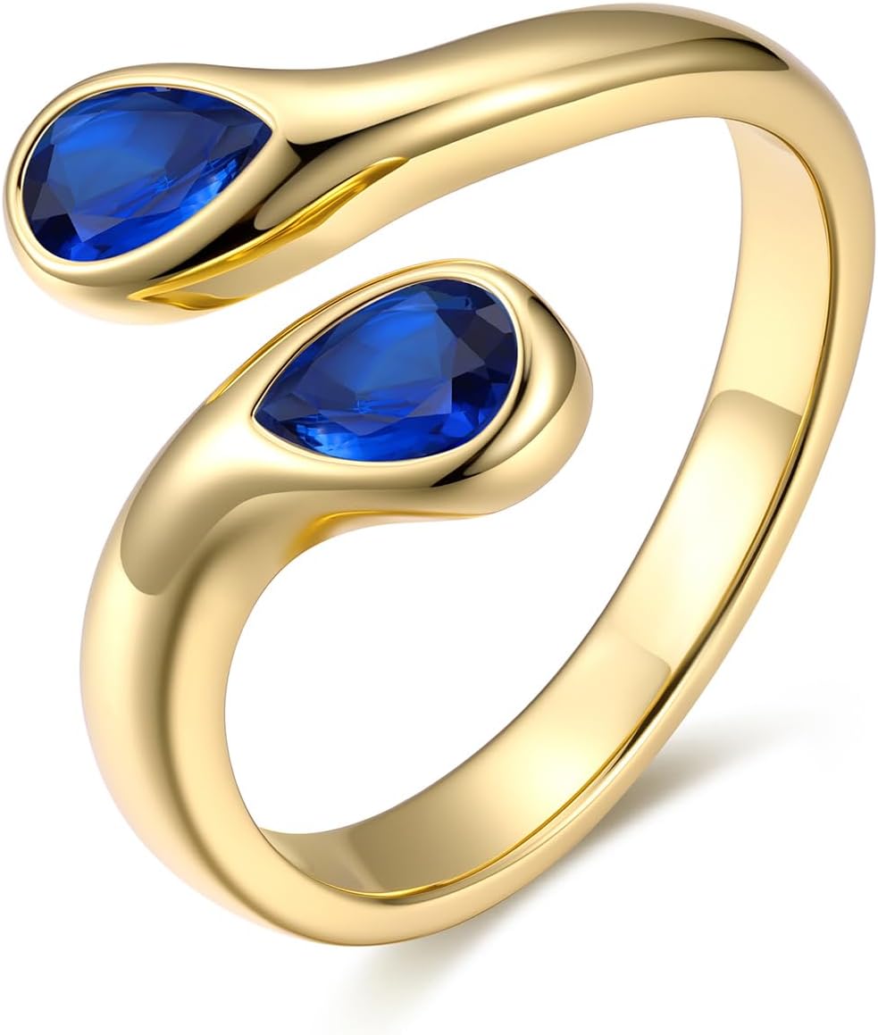 Sterling Silver Birthstone Teardrop Ring – view 2