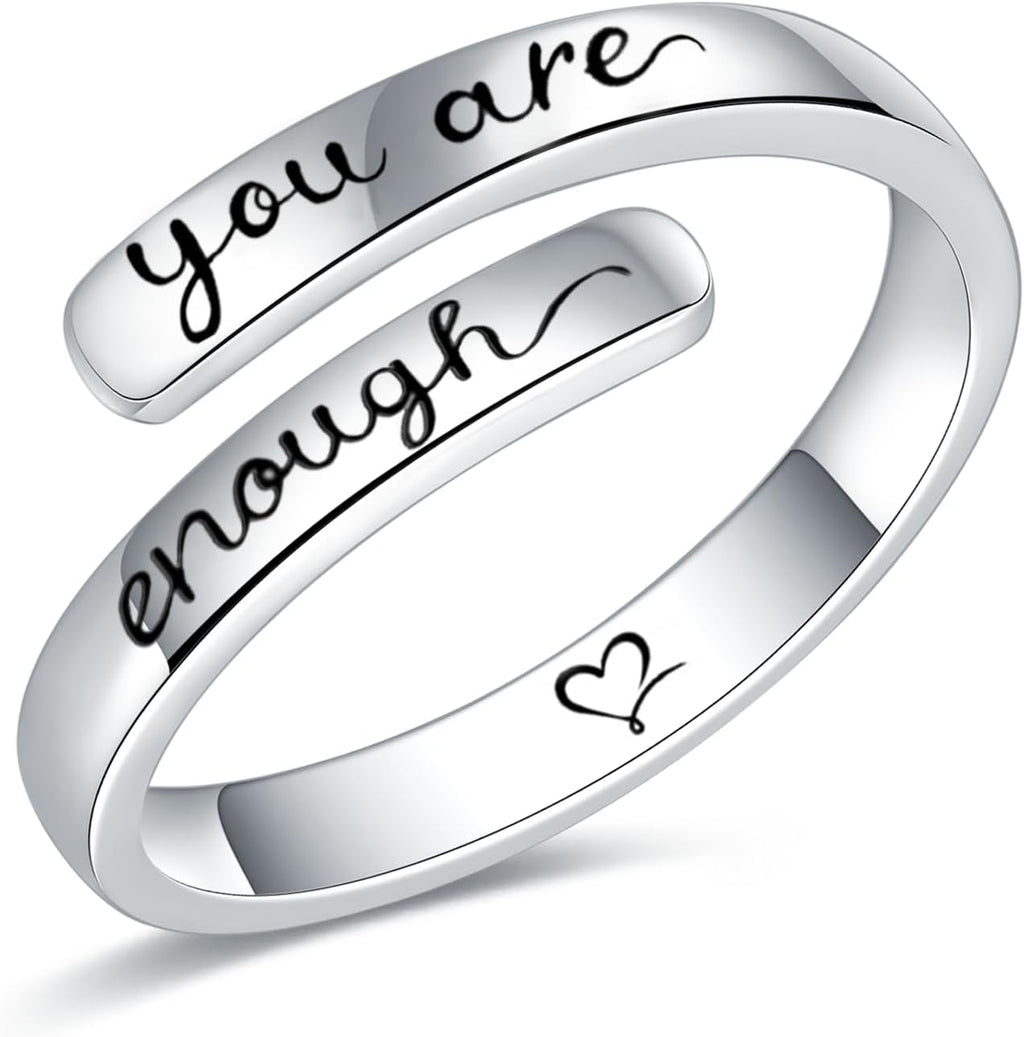 Women's 925 Sterling Silver Inspirational Ring - Engraved Encouragement Wording on a Slim Band for Daily Reminders - F l