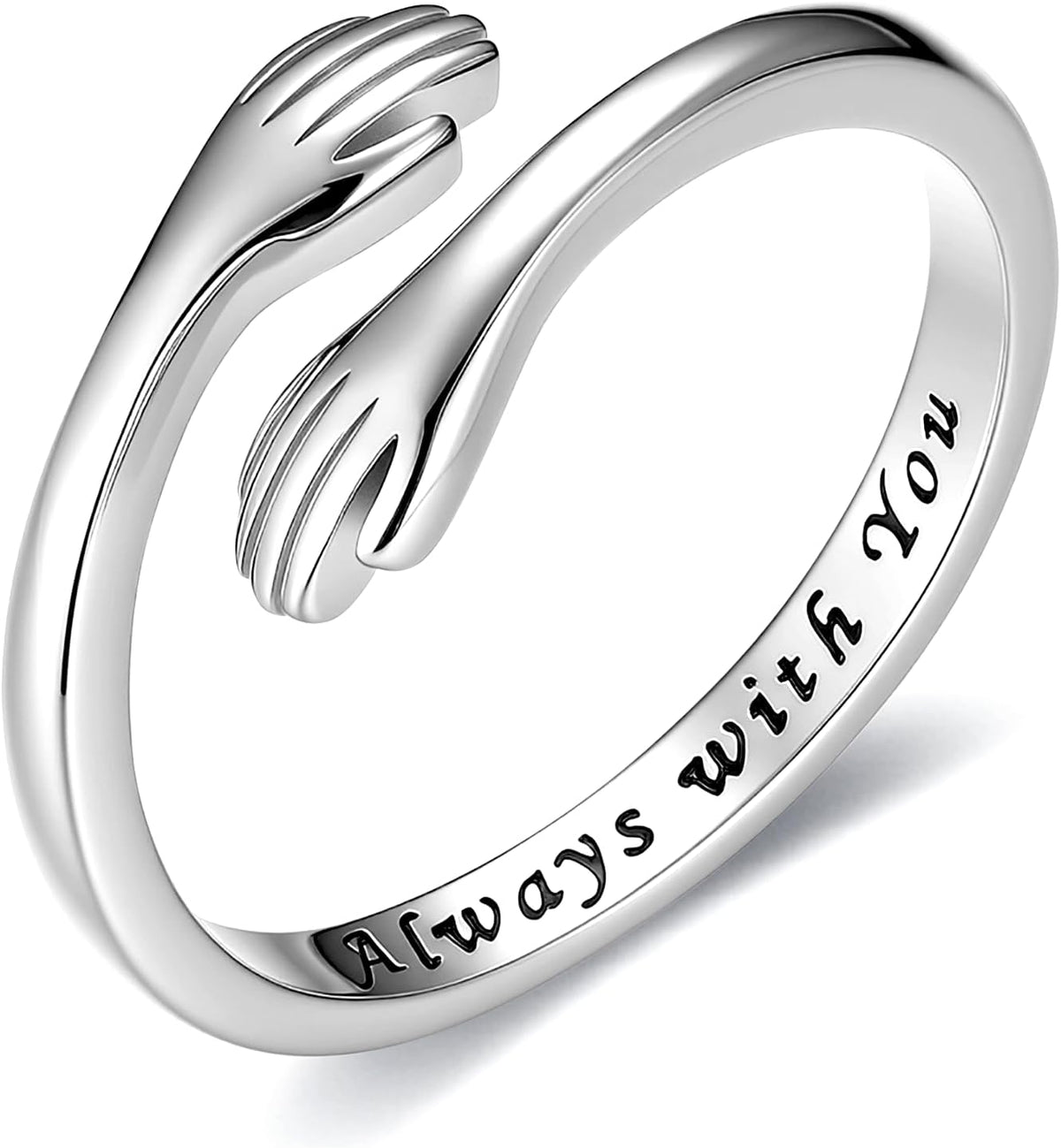 Granddaughter and Daughter Hug Ring - 925 Sterling Silver Adjustable Engraved Band as a Promise Gift from Grandma - Beau