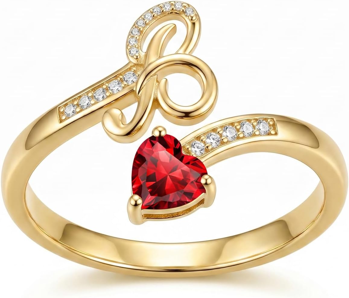 18K Gold Plated Initial Birthstone Ring – view 11