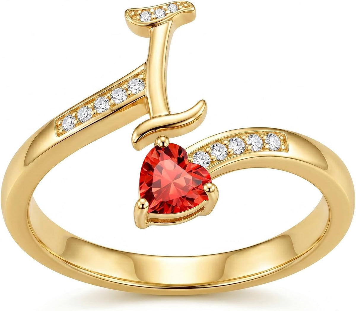 18K Gold Plated Initial Birthstone Ring – view 12