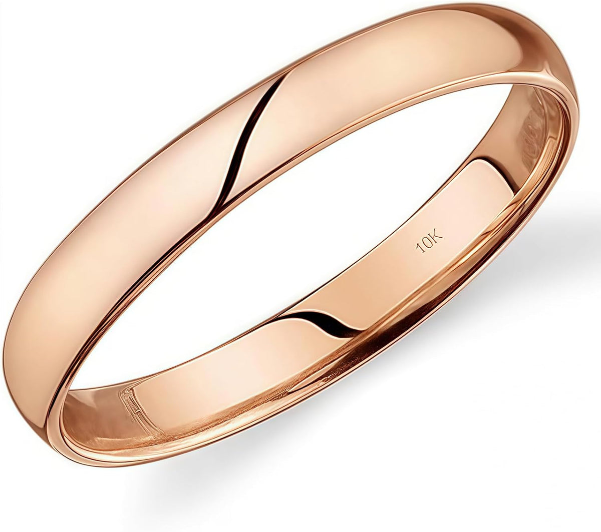 10K Gold Comfort Fit Wedding Band - Light Weight Ring in 1 mm to 6 mm Widths and Yellow, White or Rose Gold for Daily We