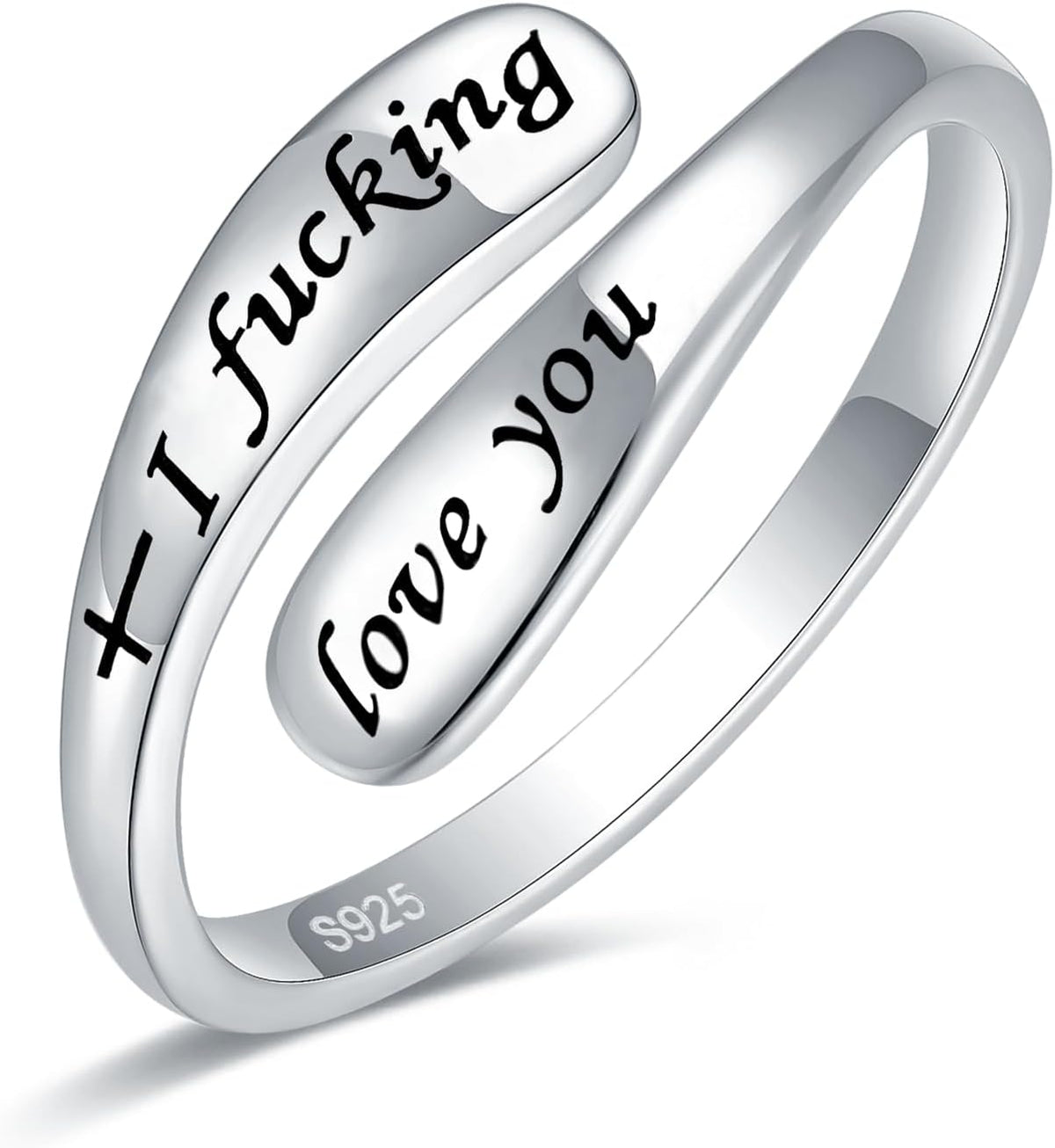 Women's 925 Sterling Silver Inspirational Ring - Adjustable Engraved Band with Faith and Encouragement Wording for Her -