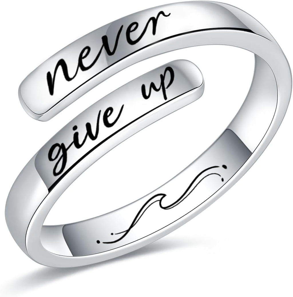 Women's 925 Sterling Silver Inspirational Ring - Engraved Encouragement Wording on a Slim Band for Daily Reminders - For