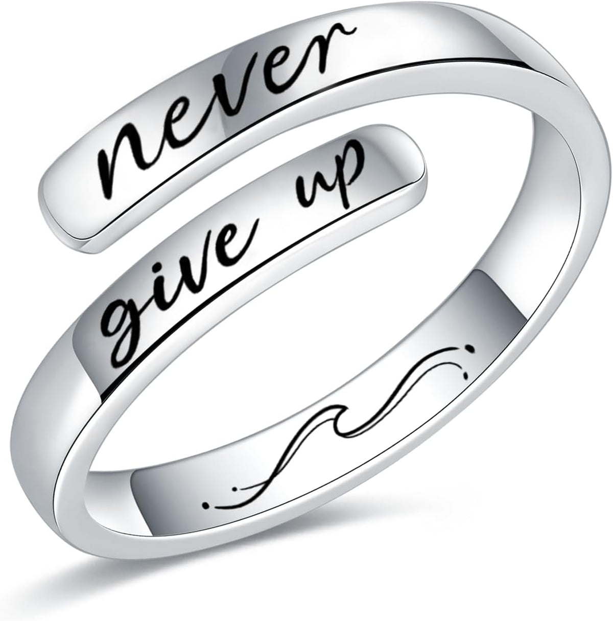 Women's 925 Sterling Silver Inspirational Ring - Engraved Encouragement Wording on a Slim Band for Daily Reminders - For