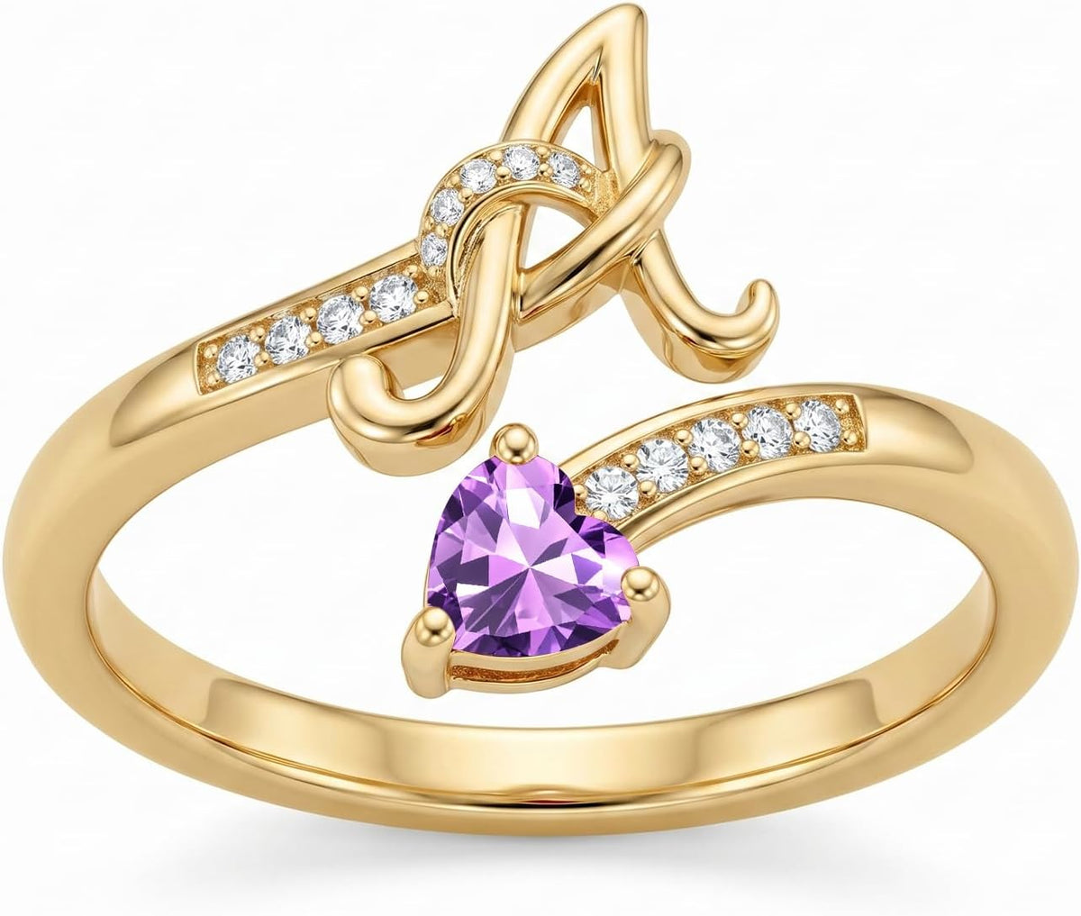 18K Gold Plated Initial Birthstone Ring – view 10