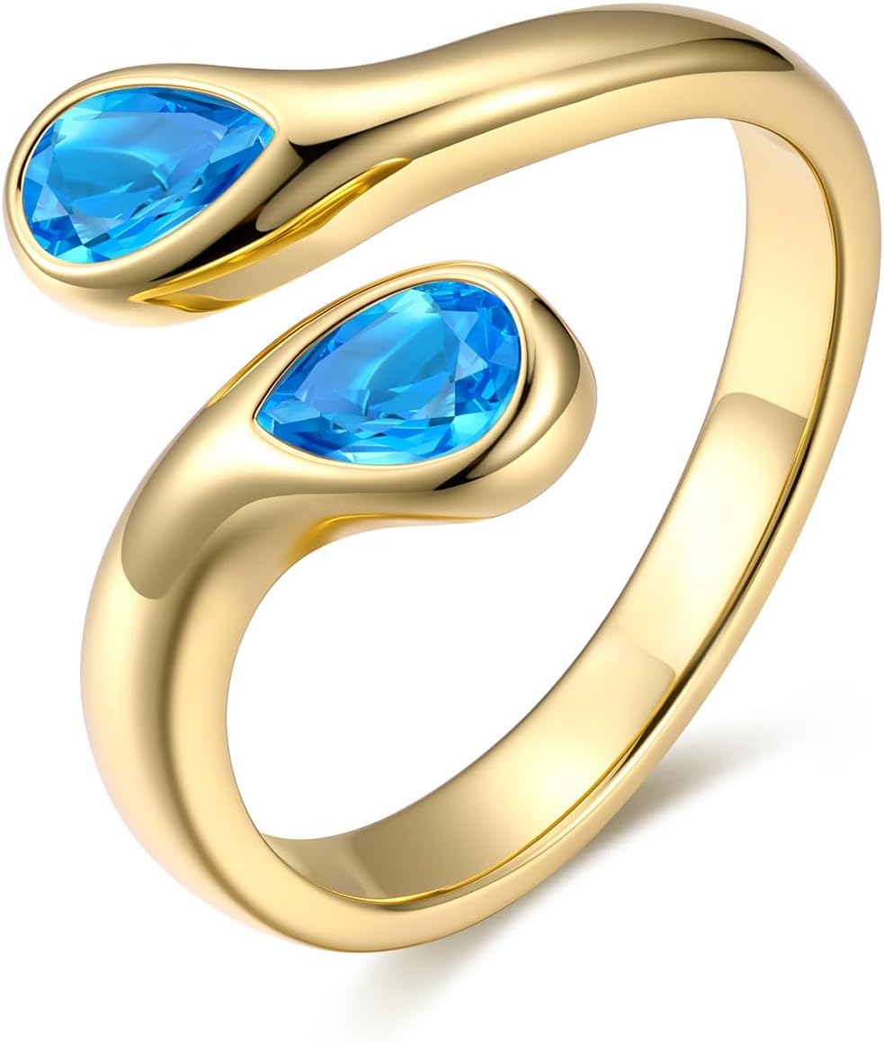 Sterling Silver Birthstone Teardrop Ring – view 16