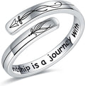 Women's 925 Sterling Silver Inspirational Ring - Engraved Encouragement Wording on a Slim Band for Daily Reminders