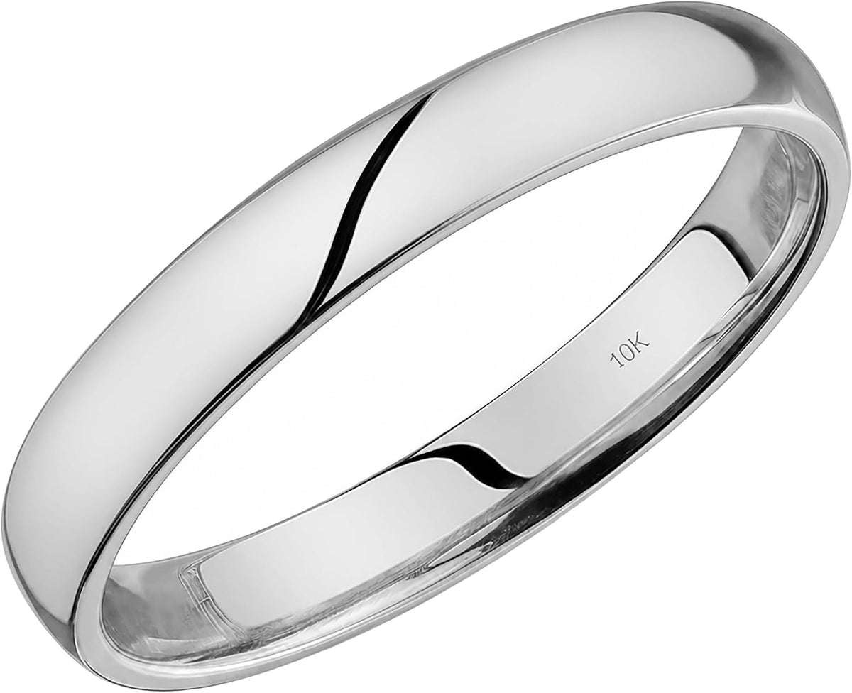 10K Gold Comfort Fit Wedding Band - Light Weight Ring in 1 mm to 6 mm Widths and Yellow, White or Rose Gold for Daily We
