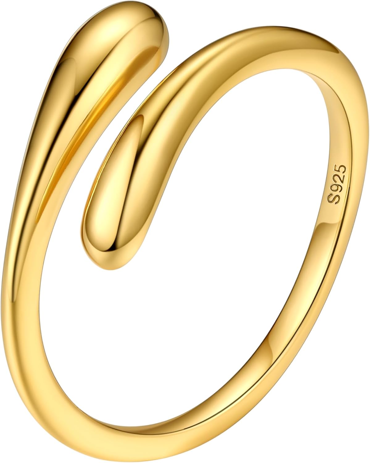 Women's Sterling Silver Birthstone Teardrop Ring - Open Adjustable Toi et Moi Band with a Monthly Stone for Promise Gifting