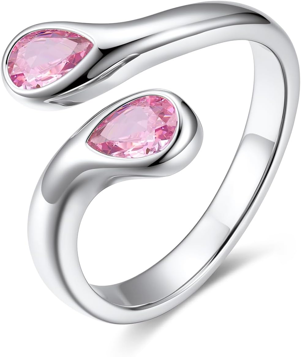 Sterling Silver Birthstone Teardrop Ring – view 6
