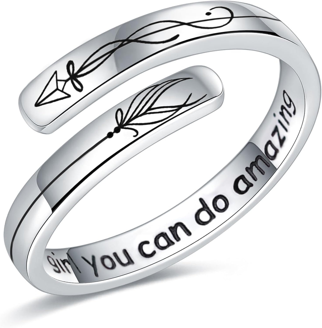 Women's 925 Sterling Silver Inspirational Ring - Engraved Encouragement Wording on a Slim Band for Daily Reminders - Alw