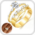 Women's Oval Cubic Zirconia Promise Ring Set - Two Piece Gold Tone Stackable Engagement and Eternity Bands in Sizes 5 to