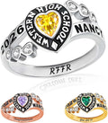 Custom Class Ring - Personalized Graduation Band with a Birthstone, Name and School Year for the Class of 2027
