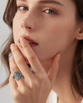 Women's Abalone and Turquoise Spoon Ring - Vintage Boho Wrap Band with Dragonfly and Sunflower Motifs for Everyday Wear 