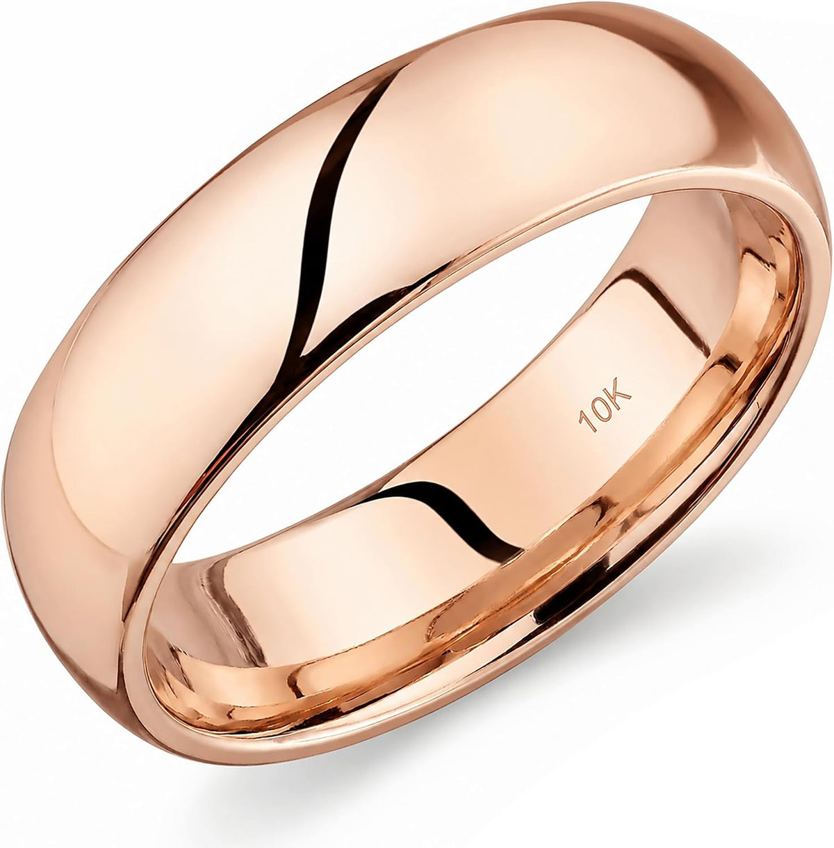 10K Gold Comfort Fit Wedding Band - Light Weight Ring in 1 mm to 6 mm Widths and Yellow, White or Rose Gold for Daily We