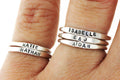 Women's Teeny Tiny Stacking Ring - Sterling Silver Personalized Band with Hand Stamped Initials for Everyday Layering - 