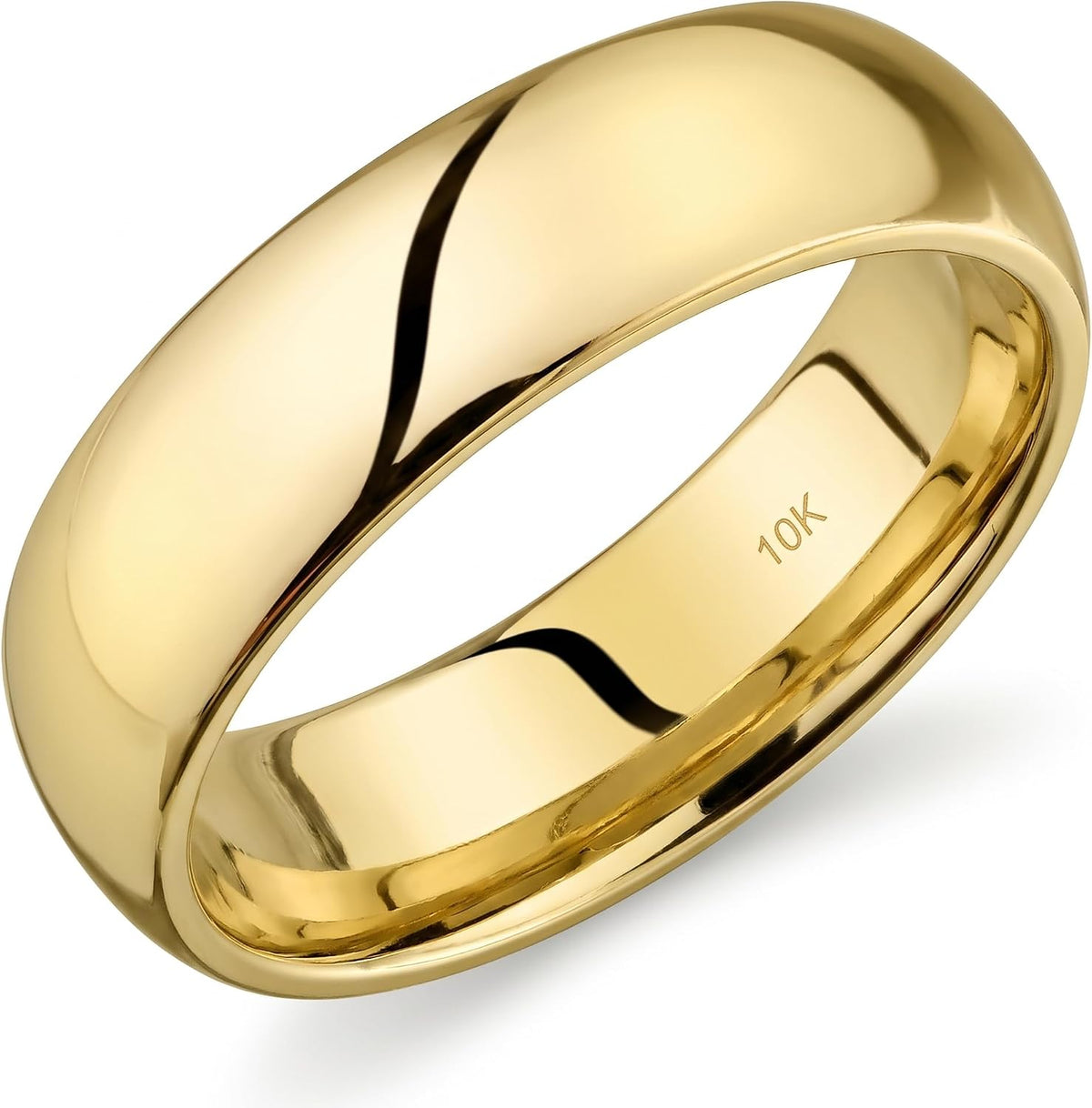 10K Gold Comfort Fit Wedding Band - Light Weight Ring in 1 mm to 6 mm Widths and Yellow, White or Rose Gold for Daily We