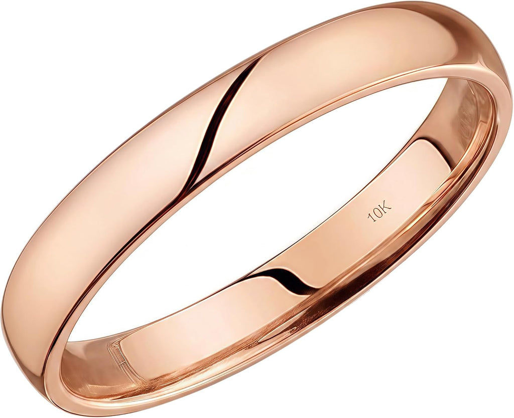 10K Gold Comfort Fit Wedding Band - Light Weight Ring in 1 mm to 6 mm Widths and Yellow, White or Rose Gold for Daily We