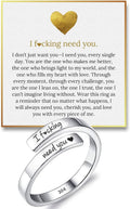 Women's Stainless Steel Message Ring - Adjustable Band Stamped with a Bold I Need You Line for Couples and Anniversaries