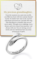 Granddaughter's Hug Ring - 999 Pure Silver and Stainless Steel Adjustable Band Engraved Always With You for Birthday Gif